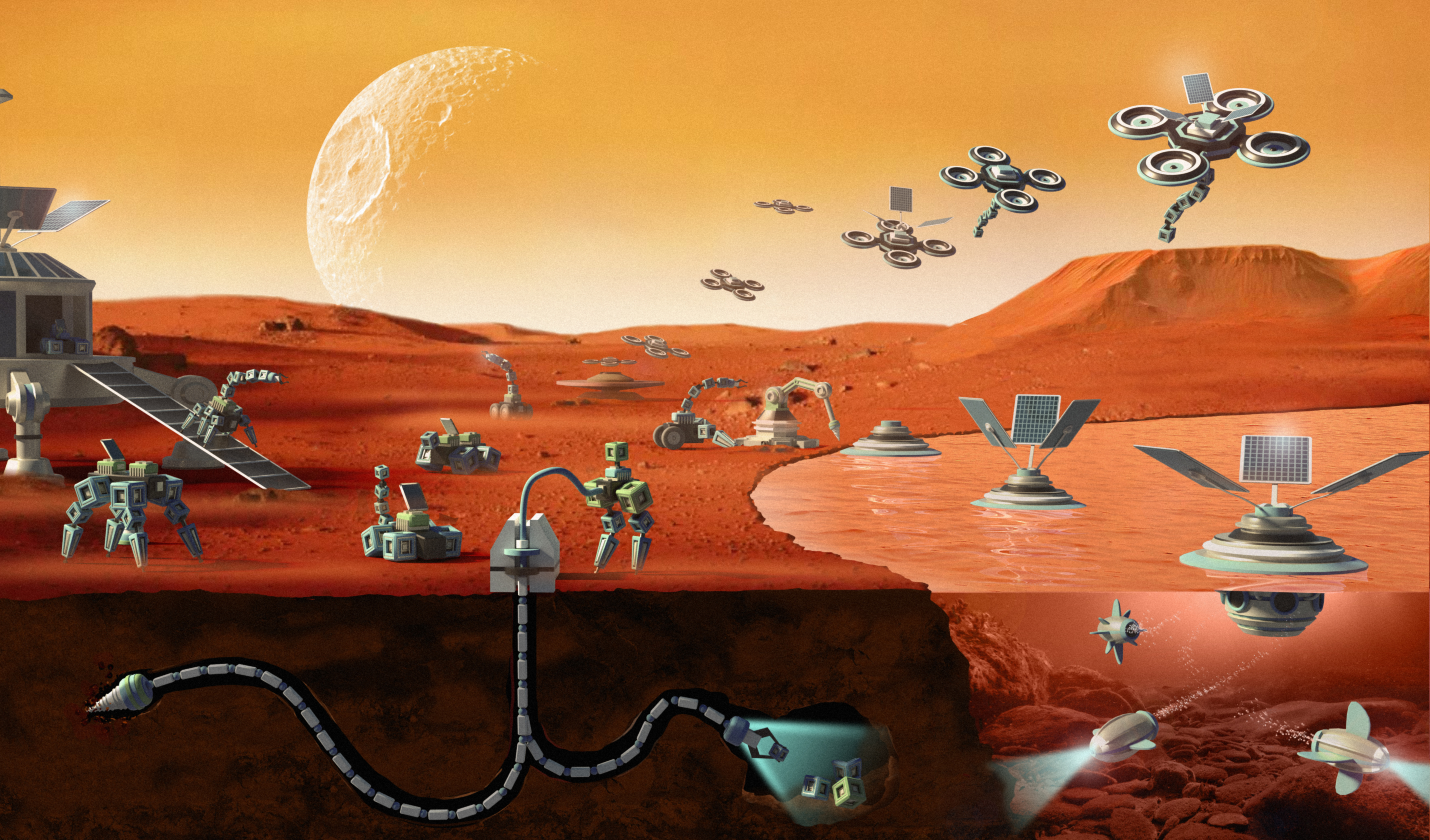 Robot terraforming on Mars